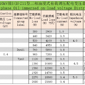 10kV級S(B)Z系列三相油浸式有載調(diào)壓配電變壓器