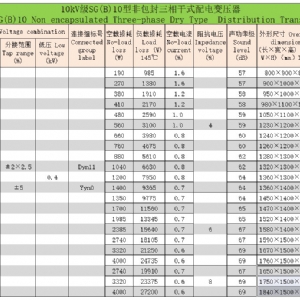 H級非包封三相干式配電變壓器